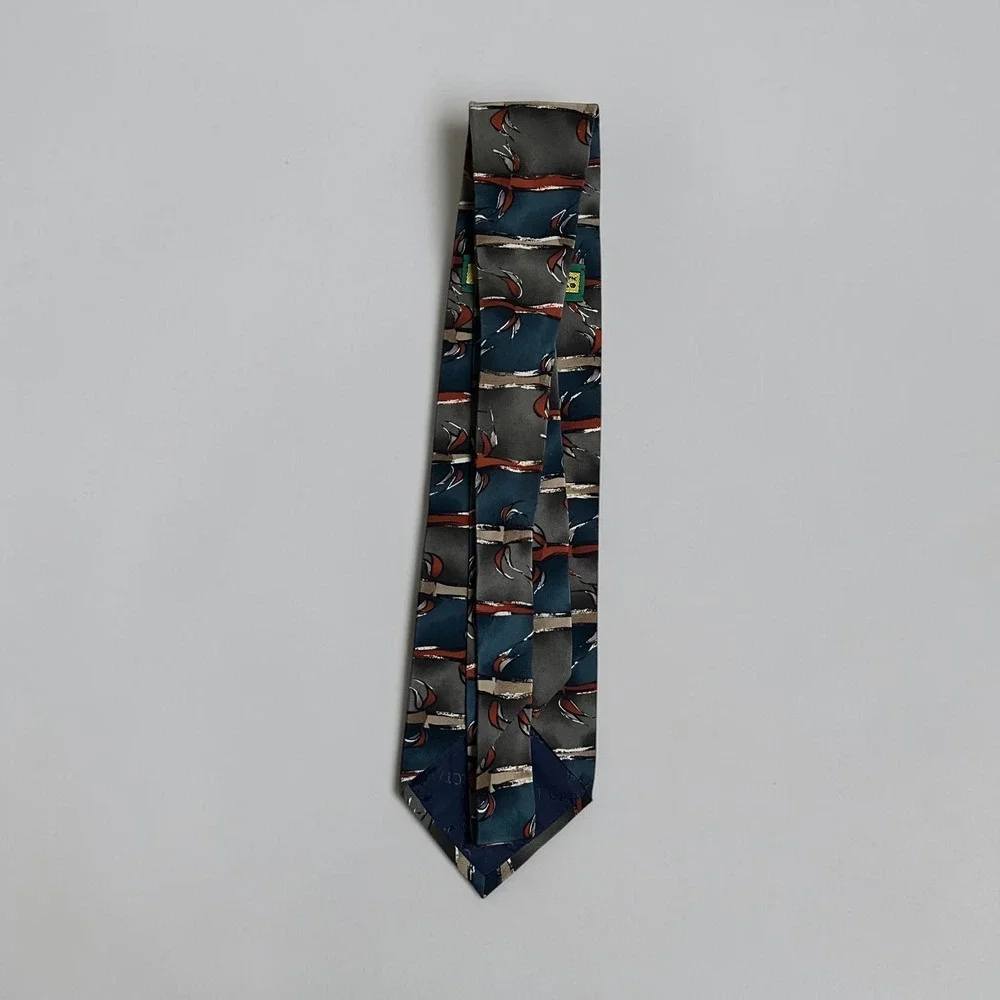 Vintage Jerry Garcia Silk Tie Stonehenge Art In Neckwear Abstract Blue Grey